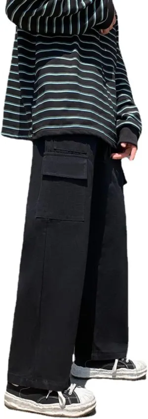 Goth Baggy Cargo Pants with Pockets for Men Women Y2K Straight Leg Joggers Casual Streetwear Loose Pants