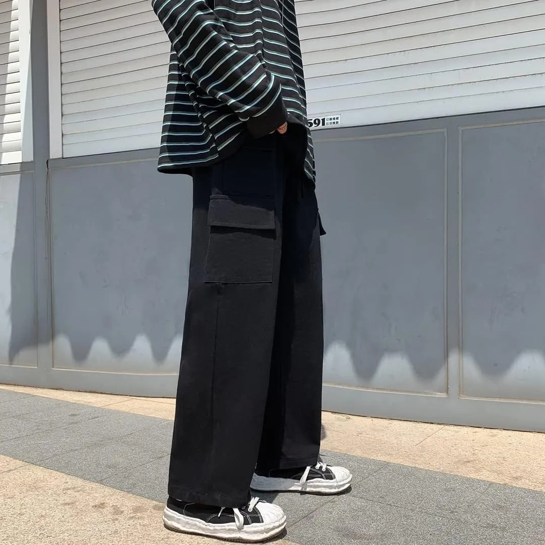 Goth Baggy Cargo Pants with Pockets for Men Women Y2K Straight Leg Joggers Casual Streetwear Loose Pants