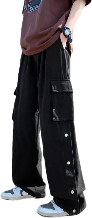 Goth Baggy Cargo Pants with Pockets for Men Women Y2K Straight Leg Joggers Casual Streetwear Loose Pants