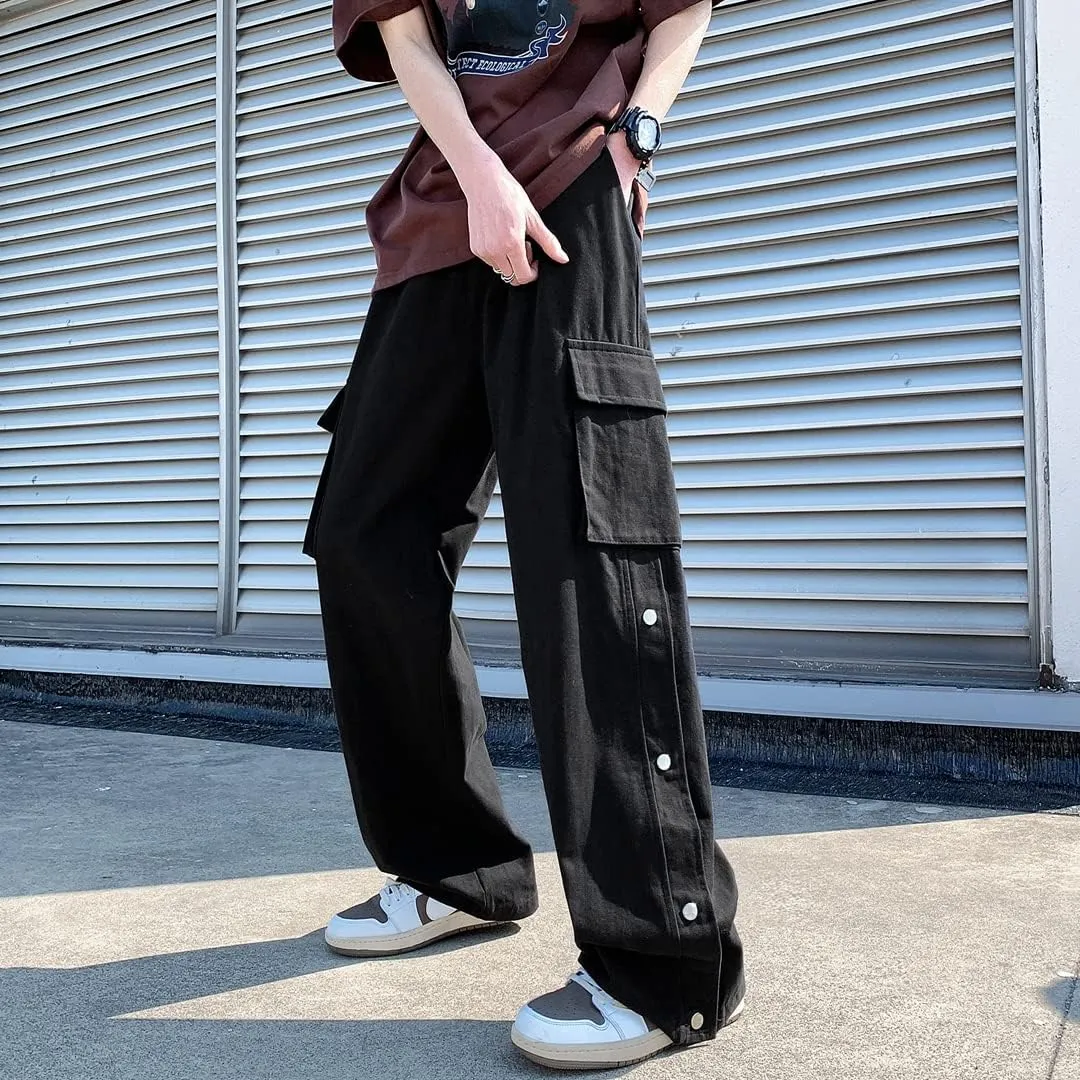 Goth Baggy Cargo Pants with Pockets for Men Women Y2K Straight Leg Joggers Casual Streetwear Loose Pants