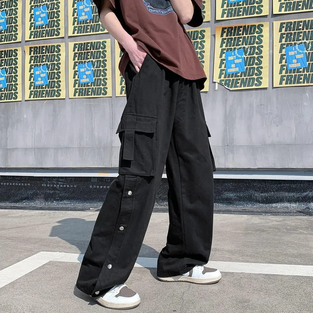 Goth Baggy Cargo Pants with Pockets for Men Women Y2K Straight Leg Joggers Casual Streetwear Loose Pants