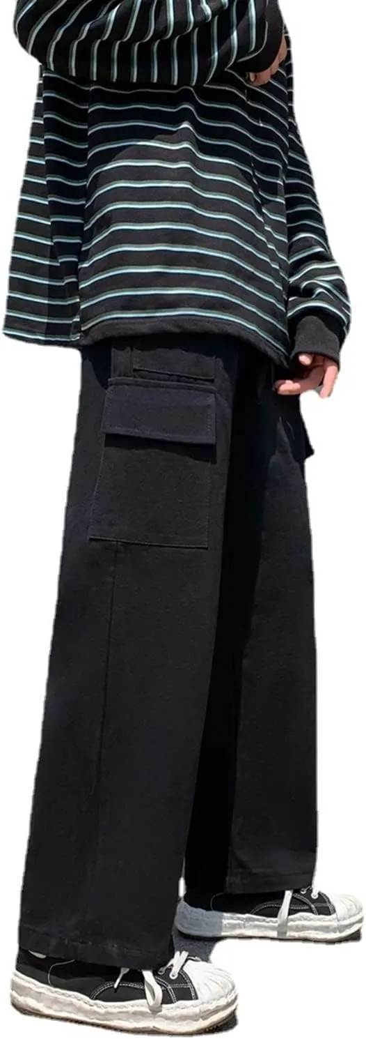 Goth Baggy Cargo Pants with Pockets for Men Women Y2K Straight Leg Joggers Casual Streetwear Loose Pants