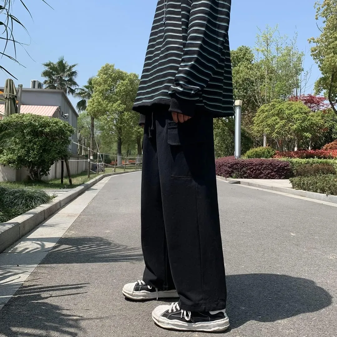 Goth Baggy Cargo Pants with Pockets for Men Women Y2K Straight Leg Joggers Casual Streetwear Loose Pants