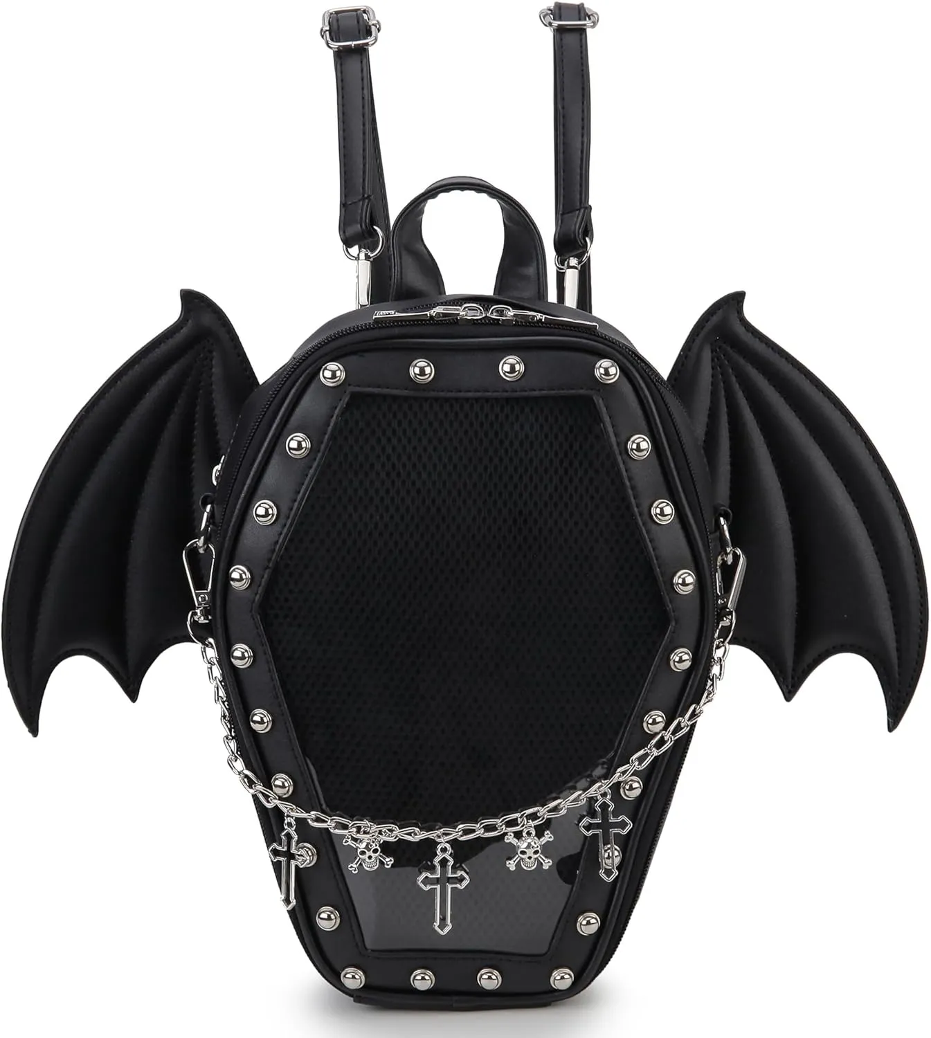 Gothic Coffin Shape Fashion Purses and Handbags for Women Halloween Shoulder Bag Backpack