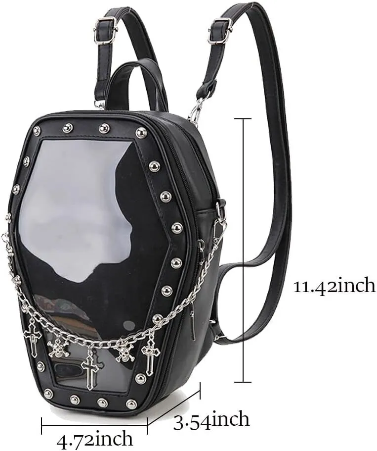Gothic Coffin Shape Fashion Purses and Handbags for Women Halloween Shoulder Bag Backpack