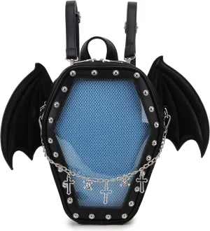 Gothic Coffin Shape Fashion Purses and Handbags for Women Halloween Shoulder Bag Backpack