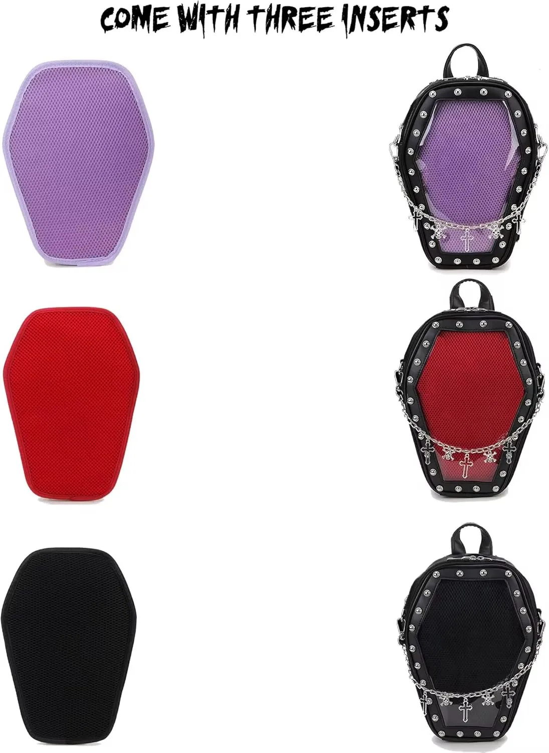 Gothic Coffin Shape Fashion Purses and Handbags for Women Halloween Shoulder Bag Backpack