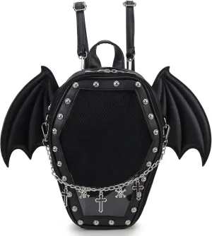 Gothic Coffin Shape Fashion Purses and Handbags for Women Halloween Shoulder Bag Backpack