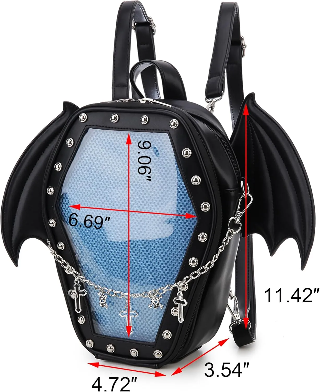 Gothic Coffin Shape Fashion Purses and Handbags for Women Halloween Shoulder Bag Backpack