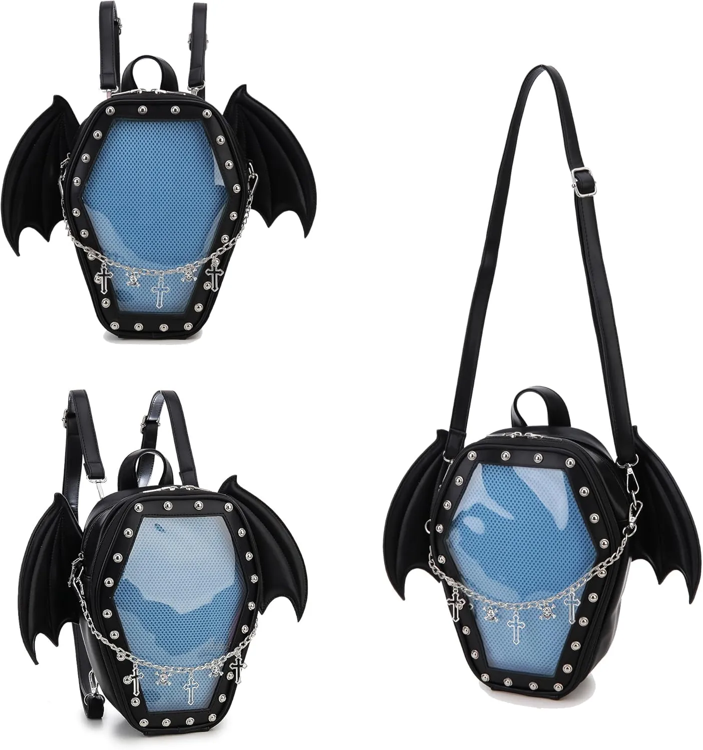 Gothic Coffin Shape Fashion Purses and Handbags for Women Halloween Shoulder Bag Backpack