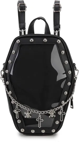 Gothic Coffin Shape Fashion Purses and Handbags for Women Halloween Shoulder Bag Backpack