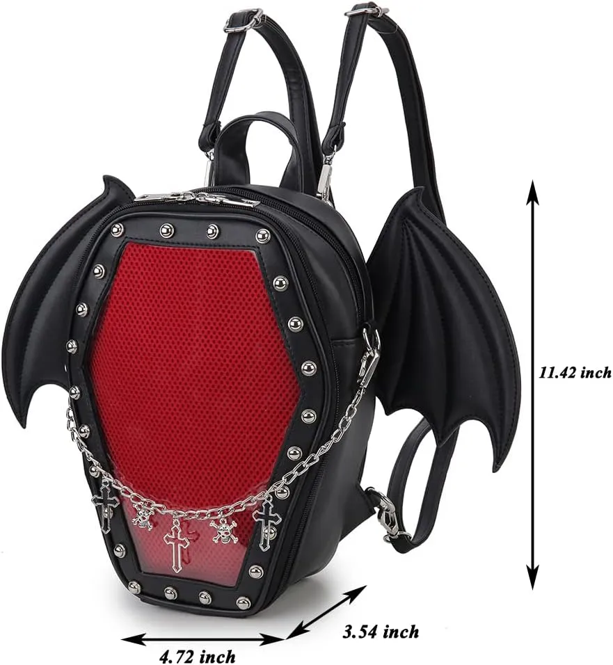 Gothic Coffin Shape Fashion Purses and Handbags for Women Halloween Shoulder Bag Backpack
