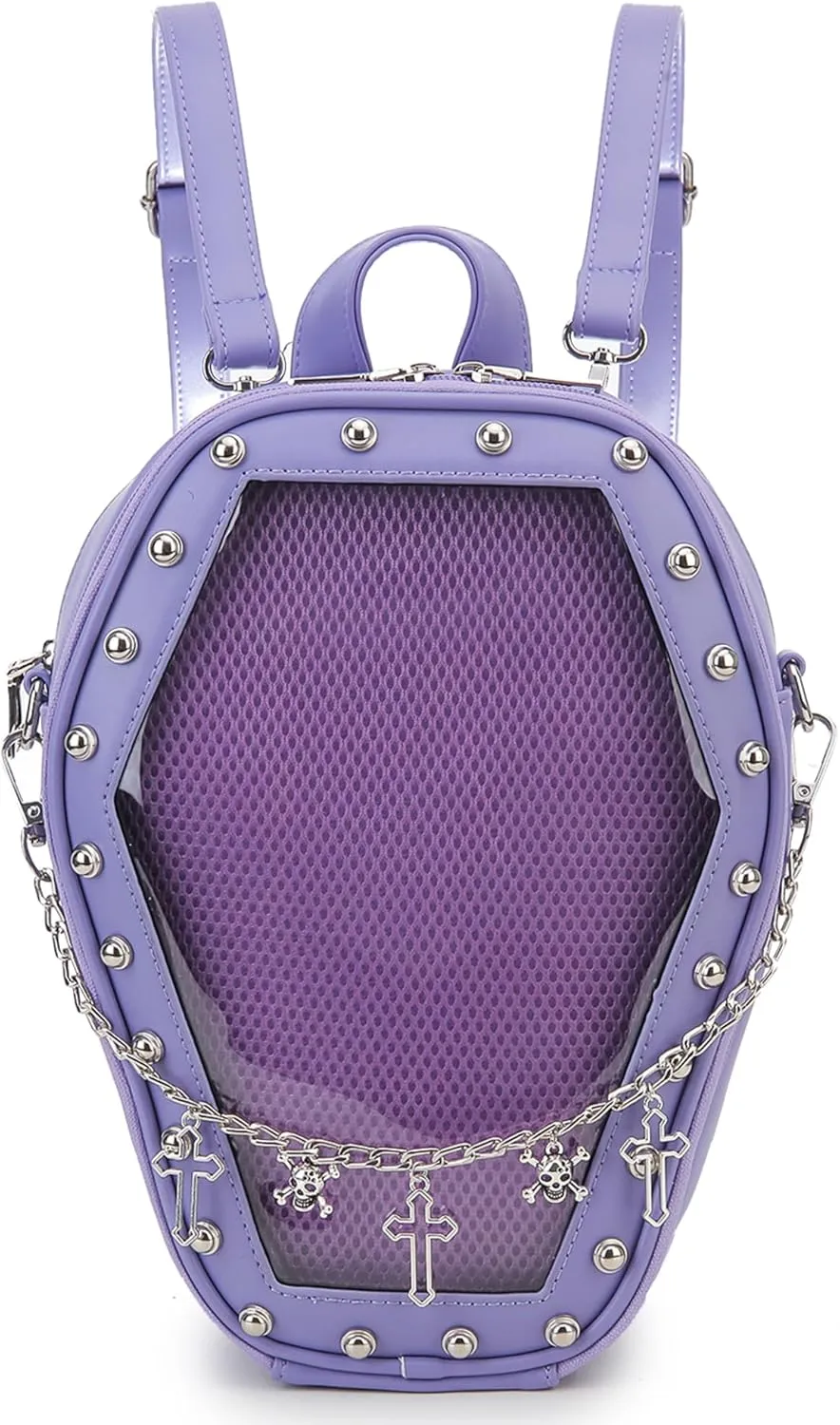 Gothic Coffin Shape Fashion Purses and Handbags for Women Halloween Shoulder Bag Backpack