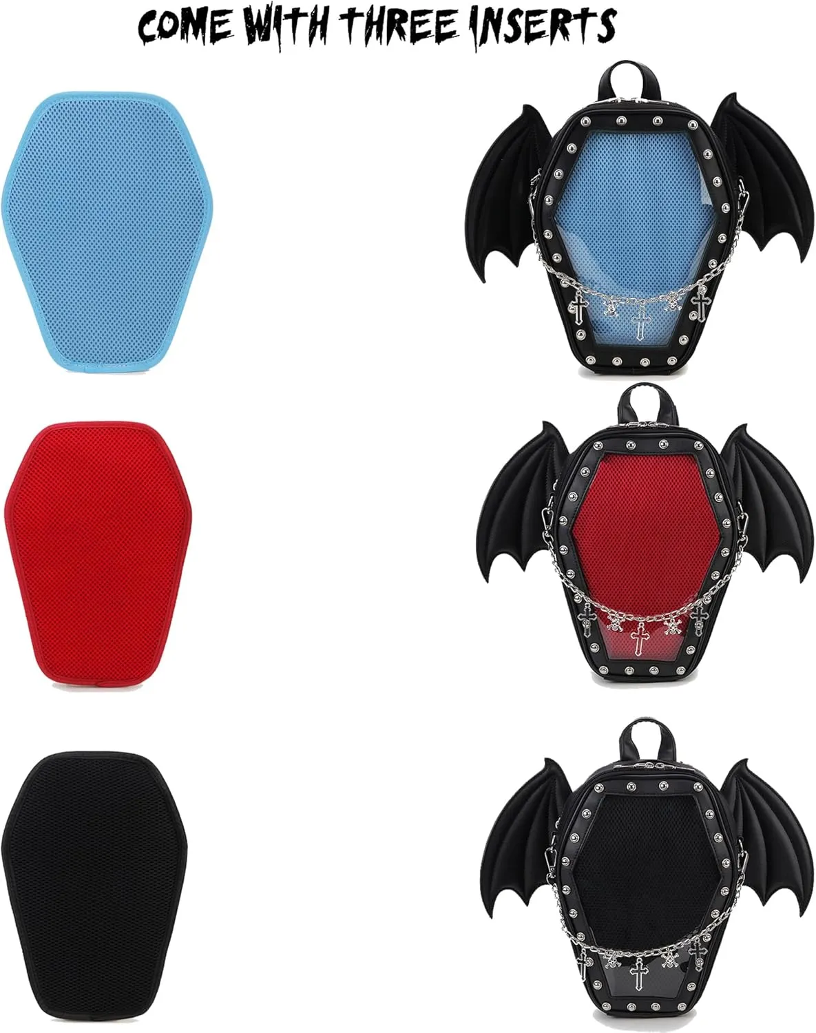 Gothic Coffin Shape Fashion Purses and Handbags for Women Halloween Shoulder Bag Backpack