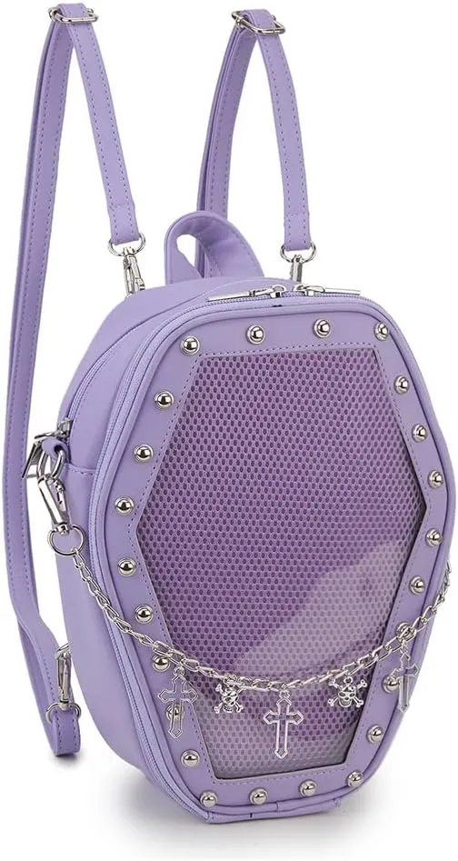 Gothic Coffin Shape Fashion Purses and Handbags for Women Halloween Shoulder Bag Backpack