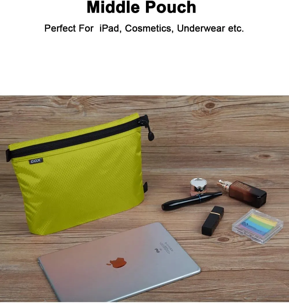 GOX 3 Pack Travel Toiletry Bag for Men Carry On Packing Organizer Zipper Pouch Portable Cosmetic Pouch Accessory Document Electronics (Green)
