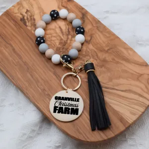 Granville Christmas Farm Silicone Wristlet Keychain