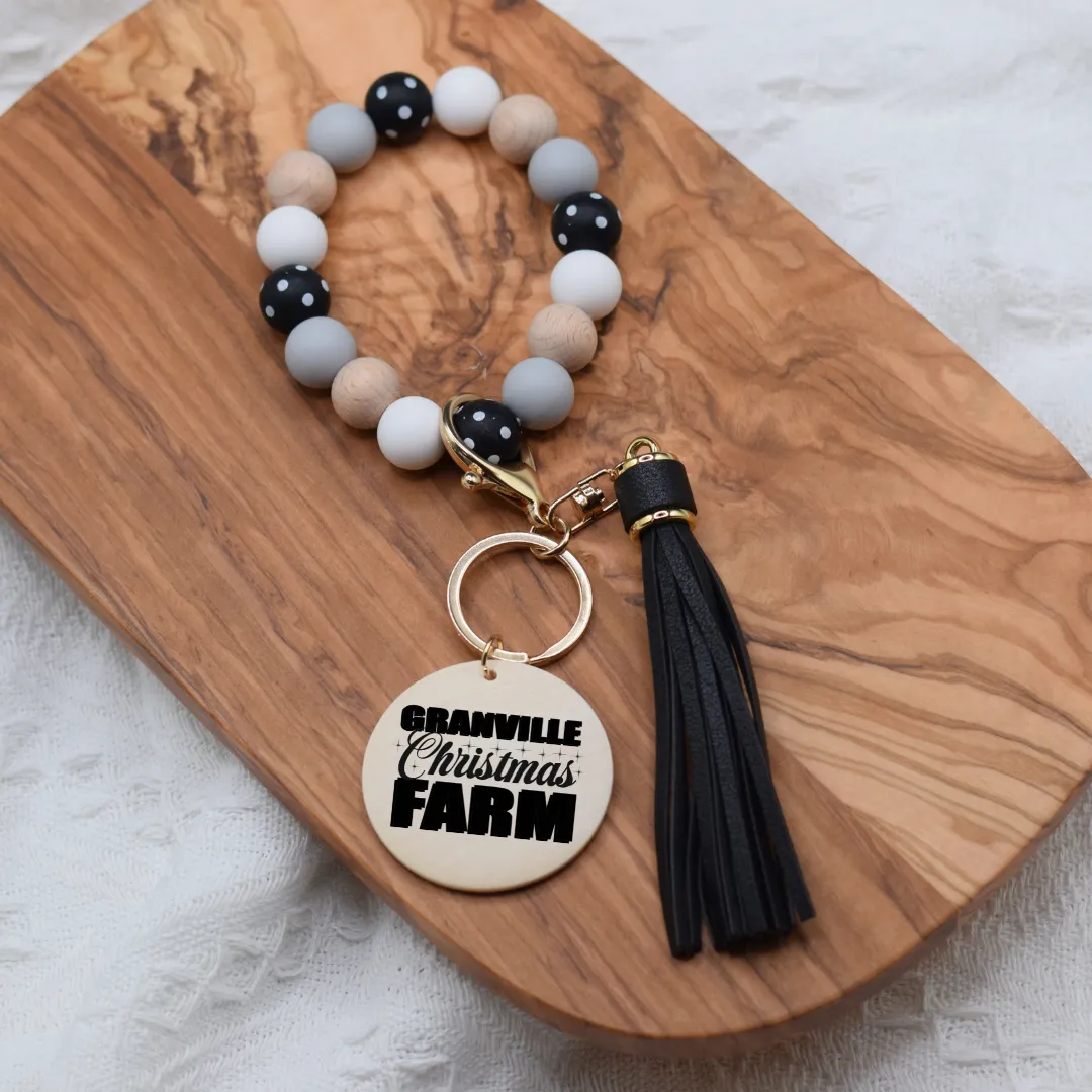 Granville Christmas Farm Silicone Wristlet Keychain