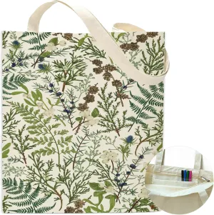 Green Floral Aesthetic Canvas Tote Bag Shoulder Zipper Pocket Vintage Cute Botanical Cottagecore Forest Pattern Women Teacher Shopping Book Reusable Grocery Work Storage Cloth Cotton