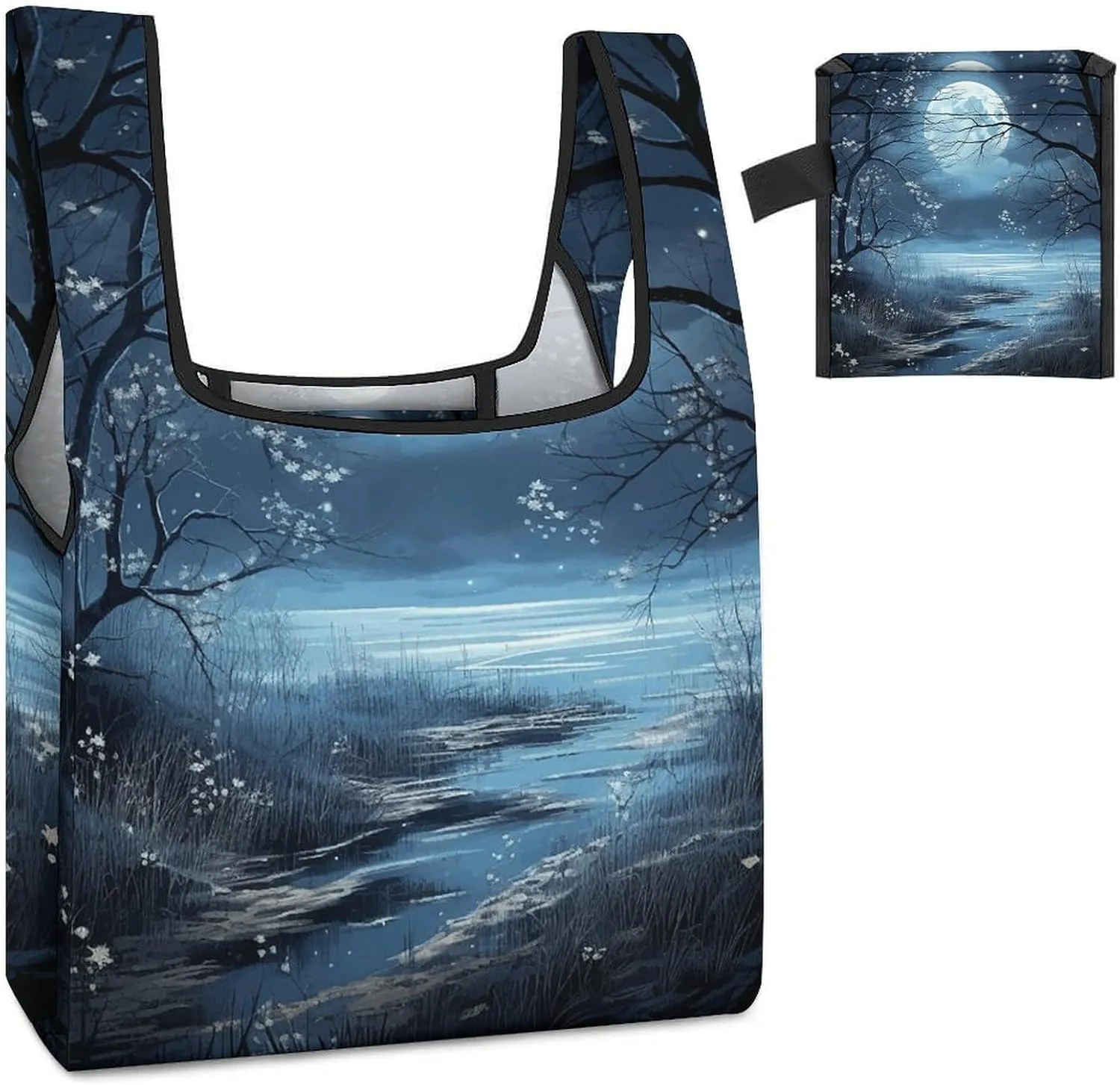 Grocery Bag Reusable Tote Bag Foldable Cat And A Skeleton Shopping Bag Handbag Washable Shoulder Bag for Travel