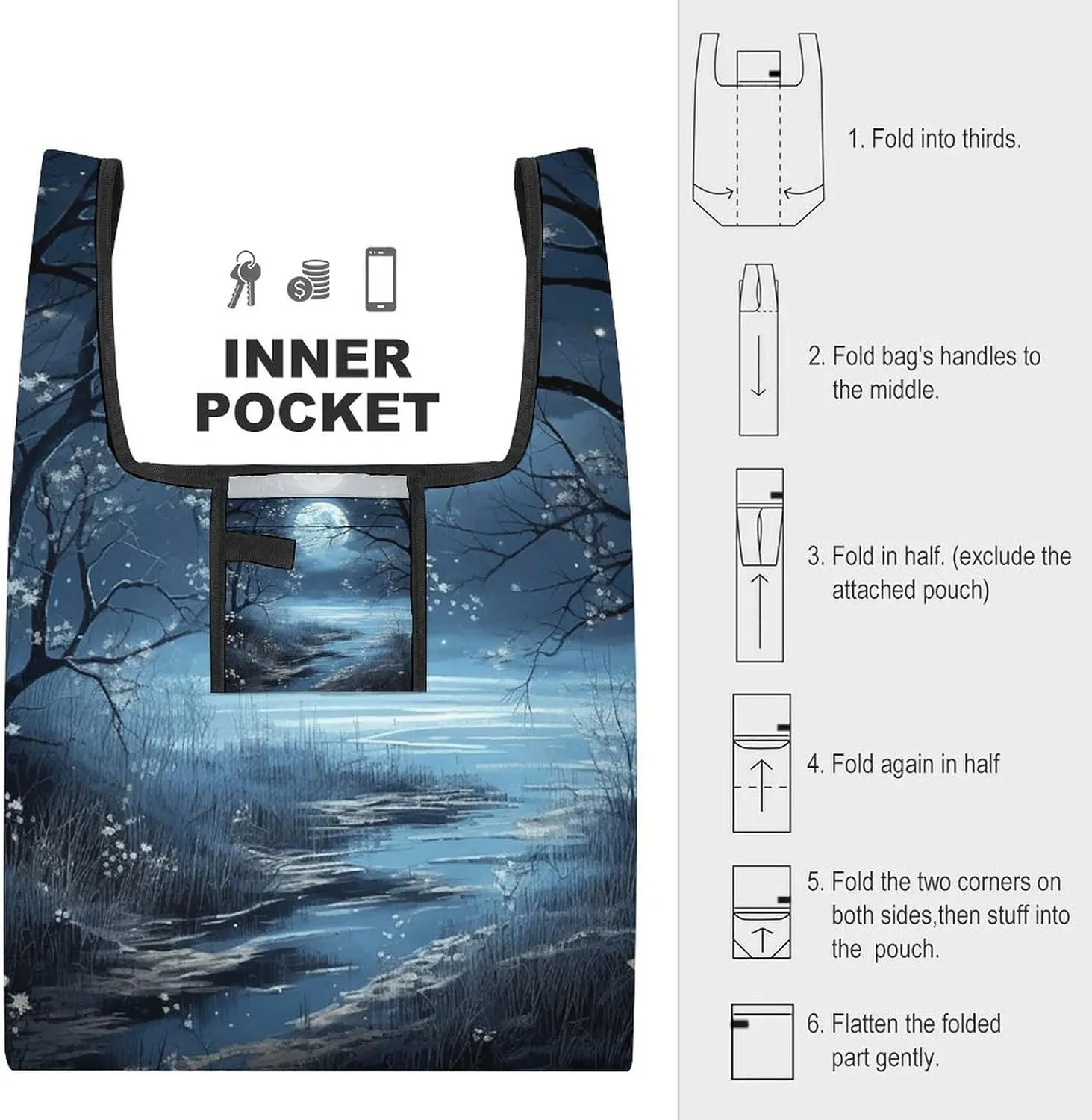 Grocery Bag Reusable Tote Bag Foldable Cat And A Skeleton Shopping Bag Handbag Washable Shoulder Bag for Travel