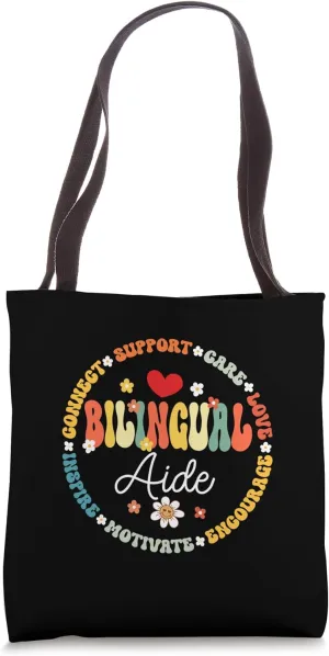 Groovy Bilingual Aide Teachers Back to School Spanish Tote Bag