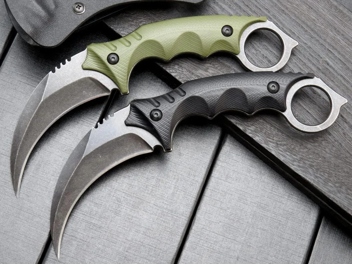 Gtk111 Claw Knife D2 Steel Blade Non-Slip G10 Handle Fixed Blade Knife with Kydex Sheath for Outdoor Camping Hunting EDC Tool(Army Green)