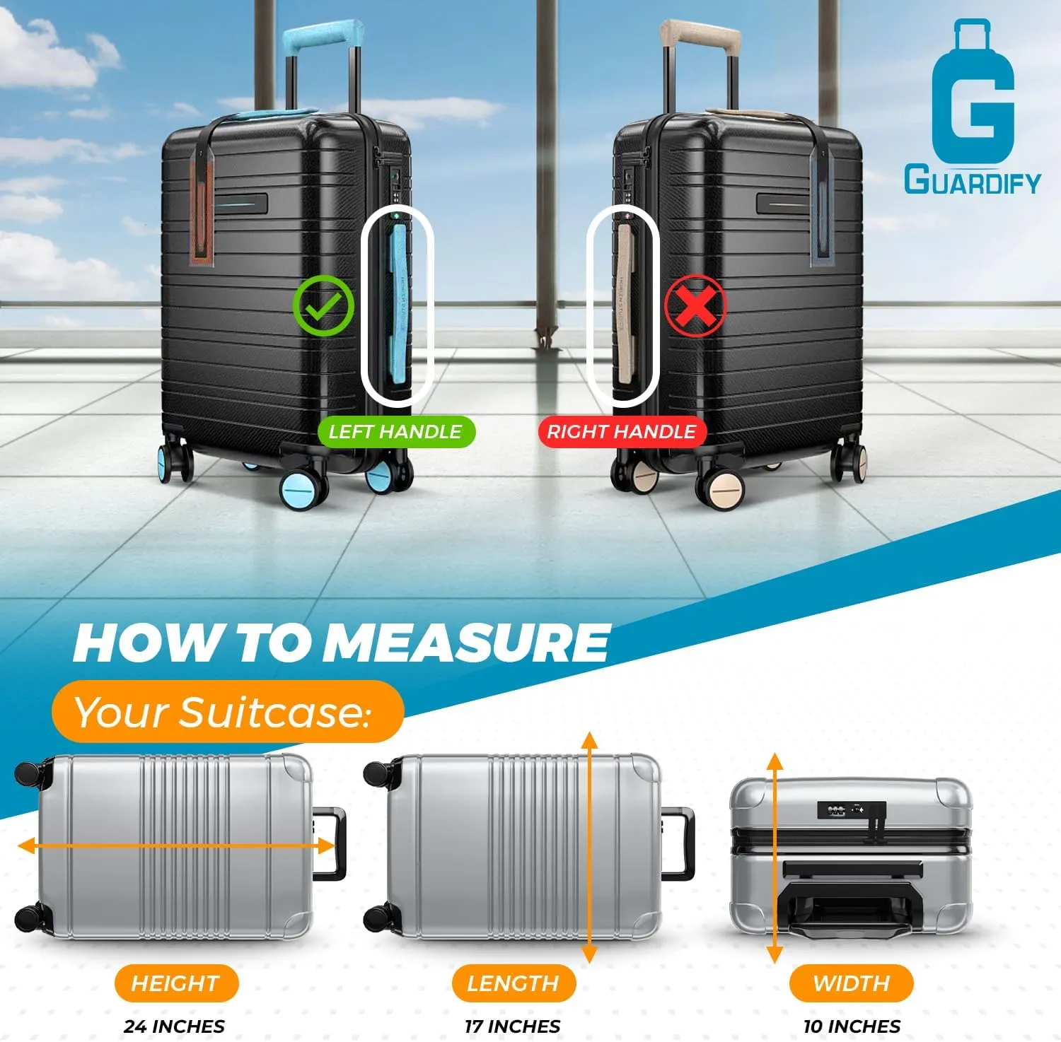 Guardify® Luggage Covers for SuitcaseTsa Approved,24" Clear Luggage Protector Suitcase Cover|Sturdy Transparent & PVC Waterproof Travel Luggage Sleeve |Carry On Luggage Plastic Cover in1 Perfect Fit