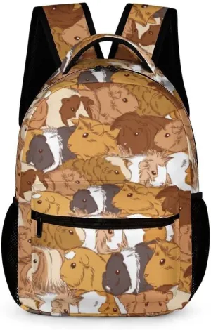 Guinea Pig Backpack for Kids Girls Boys School, 16 Inches Cute Guinea Pig Theme Bookbag, Adjustable, Lightweight, Large Capacity, Colorful Guinea Pig Backpack for School