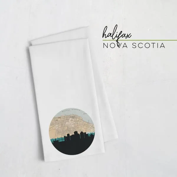 Halifax, Nova Scotia city skyline with vintage Halifax map