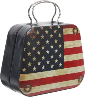 Handbag Box Vintage Suitcase Mini Suitcase Candy Container Desktop Storage Boxes Tinplate Jewelry Case Us Flag