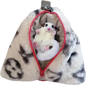Handmade Sugar Glider Bonding Pouch Hamster Carrier Bag Small Animal Portable Travel Bag Breathable Vent for Squirrel Rat for Winter (Grey B,Medium)