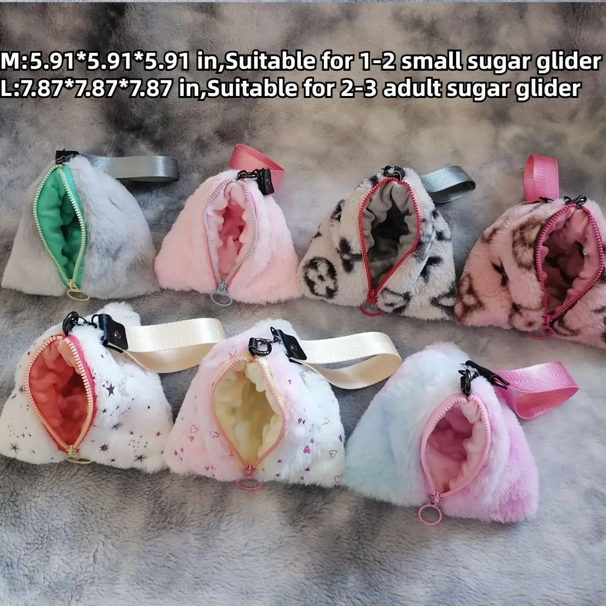 Handmade Sugar Glider Bonding Pouch Hamster Carrier Bag Small Animal Portable Travel Bag Breathable Vent for Squirrel Rat for Winter (Grey B,Medium)