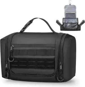 Hanging Toiletry Bag for Men, Tactical Dopp Kit Toiletry Travel Bag, Large Hygiene Organizer Shower Bag for Camping Outdoor, Black