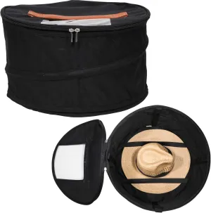 Hat Storage Box | Stuffed Animal Toy Storage | Stackable Round Pop-up Container | Travel Hat Boxes for Women & Men | Closet Organizer w Lid | Dust Cover Cowboy Sun Beach Hats (Black, 2 Pack)