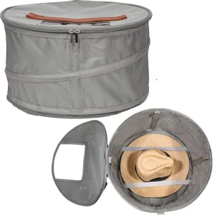 Hat Storage Box | Stuffed Animal Toy Storage | Stackable Round Pop-up Container | Travel Hat Boxes for Women & Men | Closet Organizer w Lid | Dust Cover Cowboy Sun Beach Hats (Gray, 2 Pack)