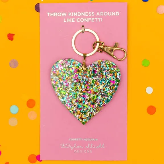 Heart Colorful Confetti Keychain