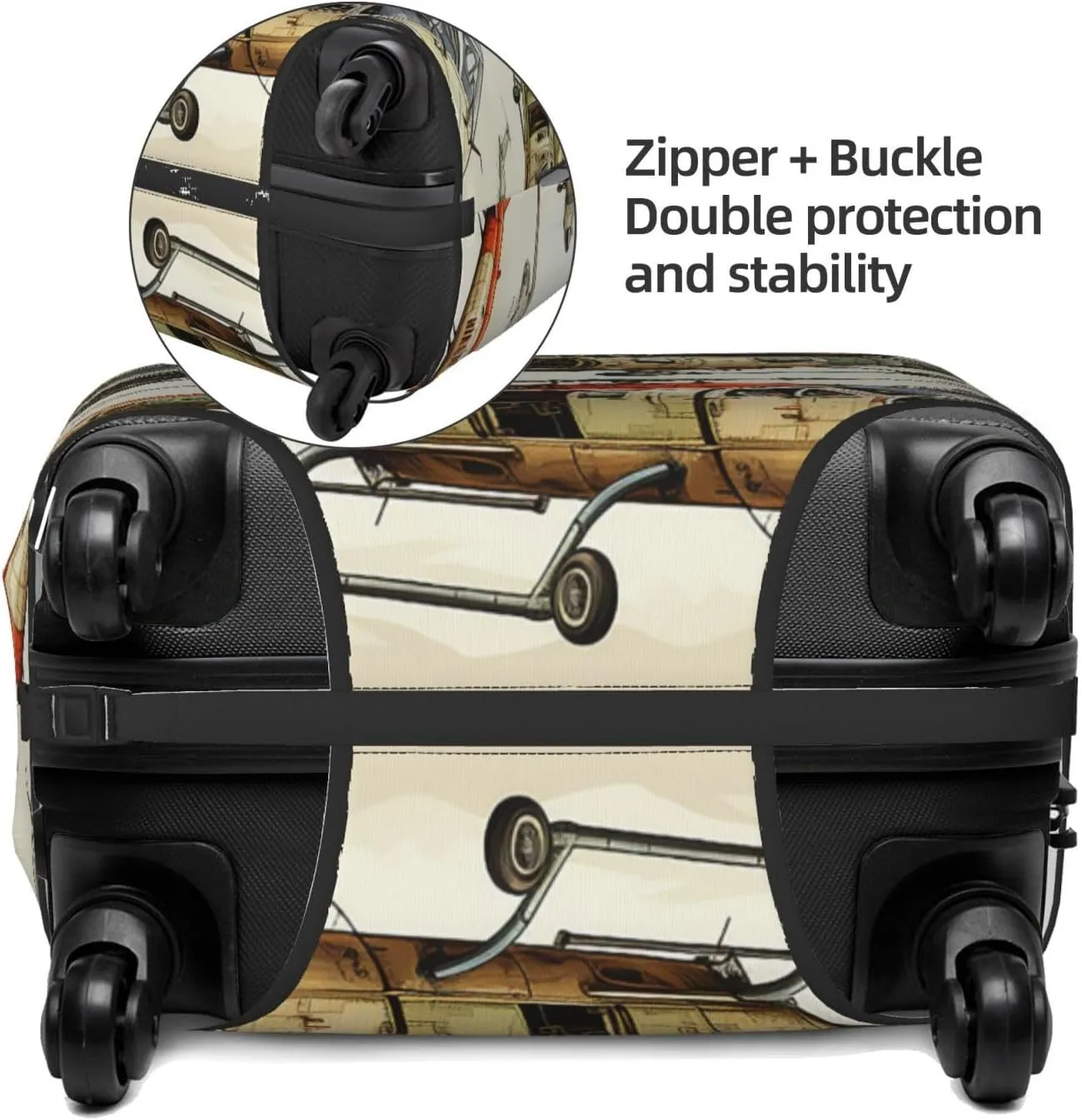 Helicopters Aviation Cartoon aircraft Vintage Elastic Travel Luggage Cover Travel Suitcase Cover for Trunk Case 19''-32'' Luggage Protective Cover