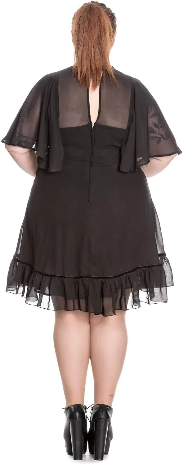 Hell Bunny Imperia Cape Effect Black Dress