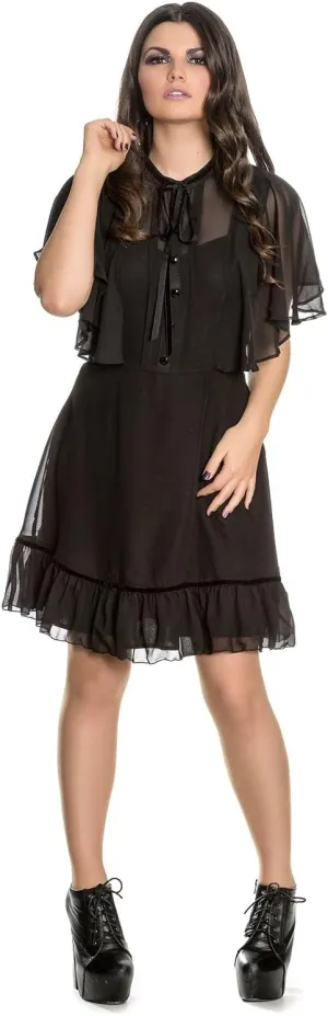 Hell Bunny Imperia Cape Effect Black Dress
