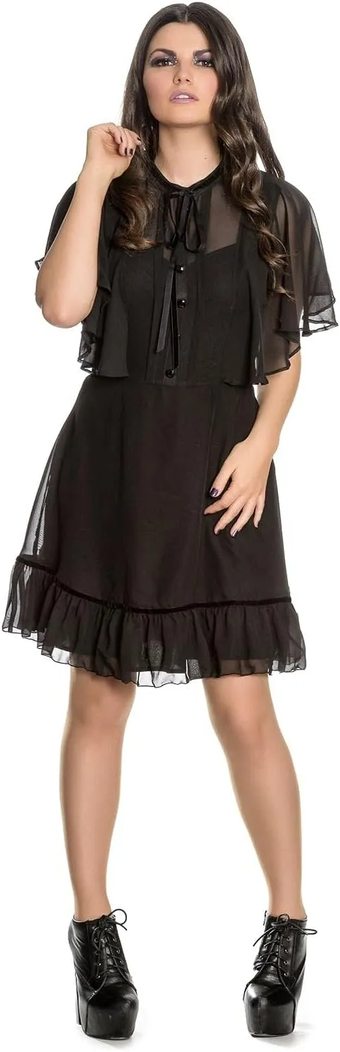 Hell Bunny Imperia Cape Effect Black Dress