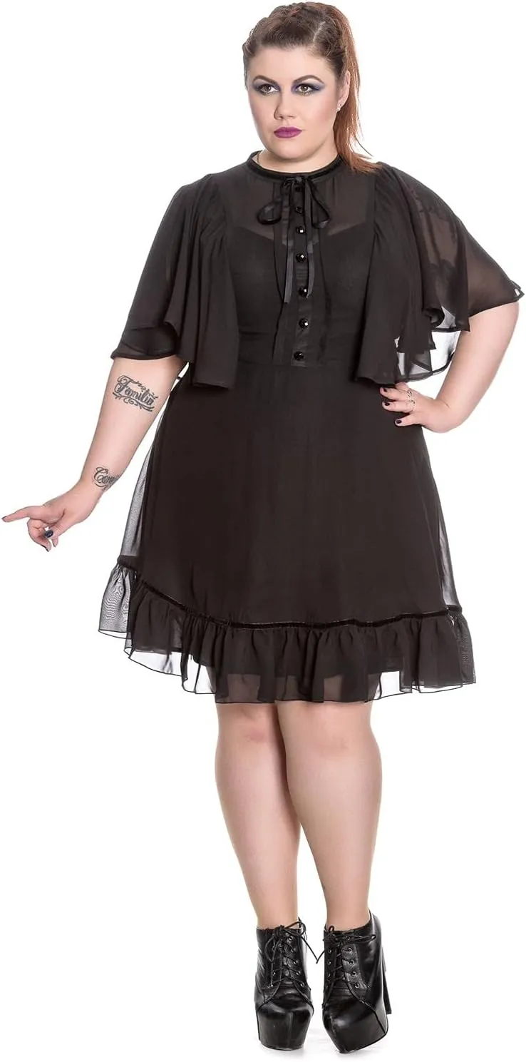 Hell Bunny Imperia Cape Effect Black Dress