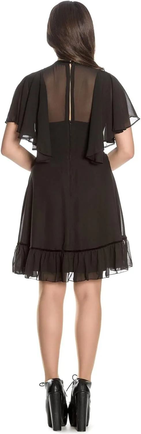 Hell Bunny Imperia Cape Effect Black Dress