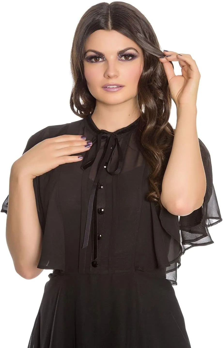 Hell Bunny Imperia Cape Effect Black Dress