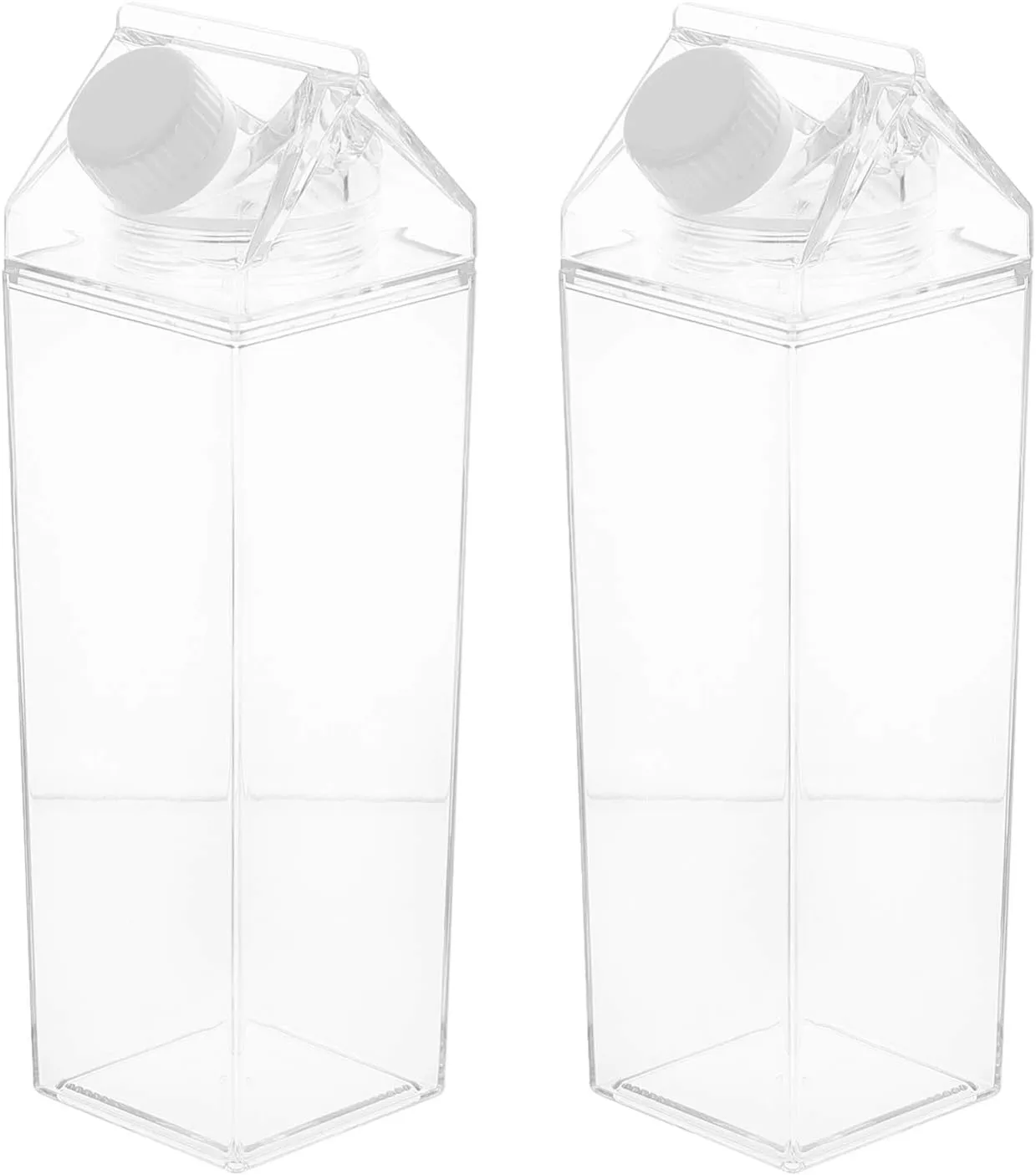 Hemoton 2Pcs Clear Water Bottle Milk Carton Shaped Water Bottle Reusable Plastic Juice Bottle Beverage Milk Cup For Outdoor Climbing Travel Or Camping 500ml