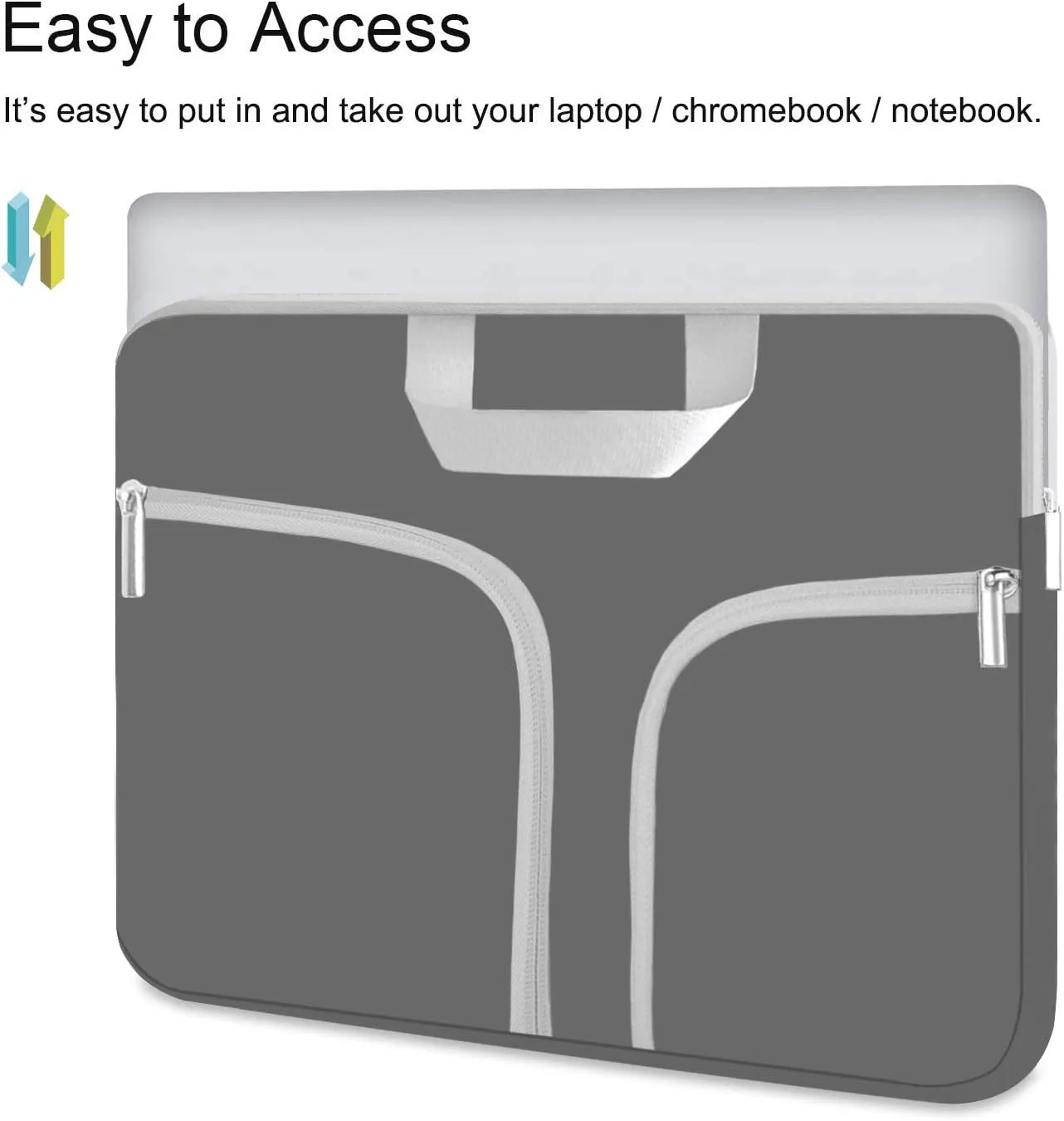 HESTECH Chromebook Case,11.6-12.3 Laptop Sleeve Neoprene Computer Bag Handle Protective Cover for Acer R11/Spin 311/HP Stream/Samsung/Surface Pro X/7/6/5/4/Go 12.4"/13 inch MacBook Air/Pro M2 M1,Gray