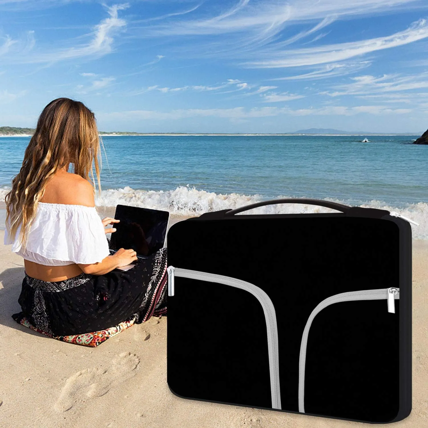 HESTECH Chromebook Case,14-15.4 Neoprene Laptop Sleeve Case with Handle for 15-15.6 Inch HP | Dell | Asus | Acer | Samsung Laptops Ultrabook,Black