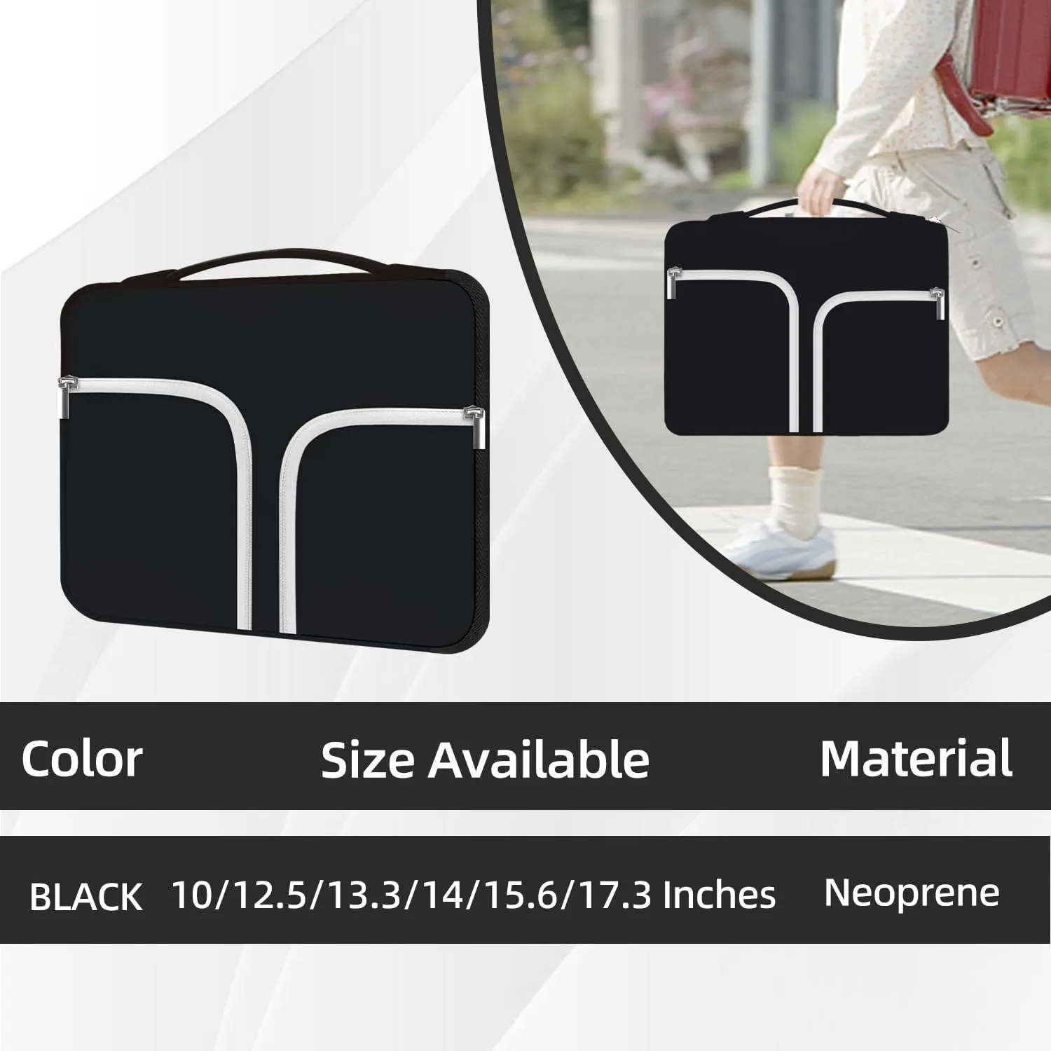 HESTECH Chromebook Case,14-15.4 Neoprene Laptop Sleeve Case with Handle for 15-15.6 Inch HP | Dell | Asus | Acer | Samsung Laptops Ultrabook,Black