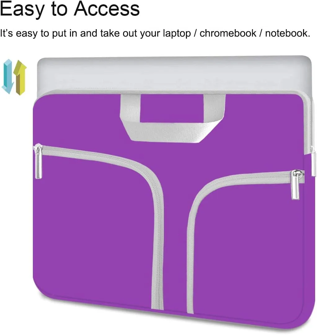 HESTECH laptop case 13 inch Chromebook Sleeve Cover,Neoprene Carrying Handle Bag for Dell XPS/MacBook Air/Pro M2 M1 Surface Book 13.5"/Acer Asus Samsung Galaxy 13.3" Google HP Computer,Purple