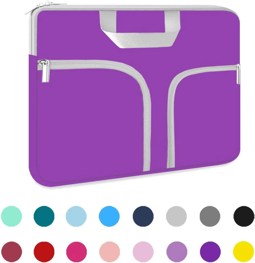 HESTECH laptop case 13 inch Chromebook Sleeve Cover,Neoprene Carrying Handle Bag for Dell XPS/MacBook Air/Pro M2 M1 Surface Book 13.5"/Acer Asus Samsung Galaxy 13.3" Google HP Computer,Purple